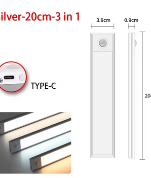 LED Nachtlampje met Bewegingssensor – USB-C Oplaadbaar & Draadloos Kastlampje (20/30/40/60 cm)