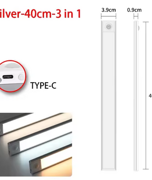 LED Nachtlampje met Bewegingssensor – USB-C Oplaadbaar & Draadloos Kastlampje (20/30/40/60 cm)