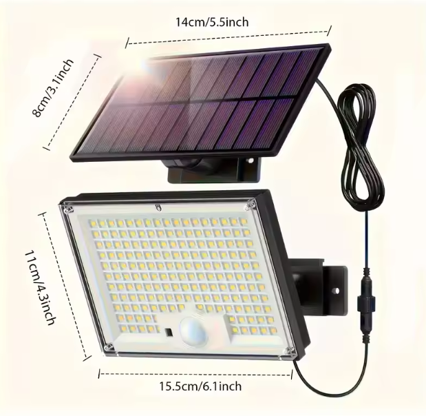 LED Buitenlamp op Zonne-energie – Bewegingssensor & 3 Verlichtingsmodi, Waterdicht IP65