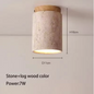 LED Plafondlamp – Japanse Stijl met Steen & Hout, Ronde Opbouwlamp 220V