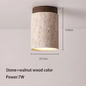 LED Plafondlamp – Japanse Stijl met Steen & Hout, Ronde Opbouwlamp 220V