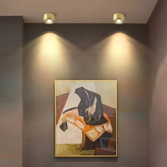 Koperen LED Plafondlamp – Moderne Opbouwspot Verstelbaar voor Gang & Woonkamer