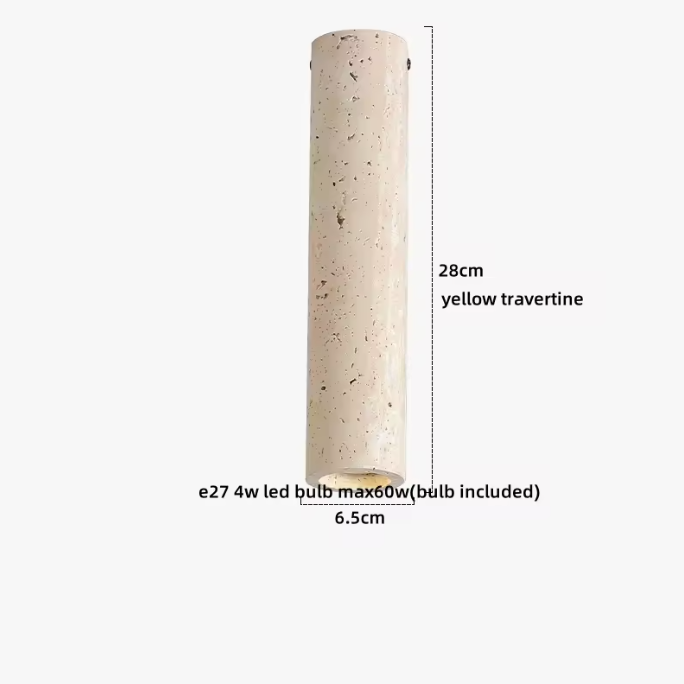 Ronde Stenen LED Plafondlamp – Geel Travertijn & Hout, Industrieel Vintage Stijl voor Hal, Woonkamer & Balkon