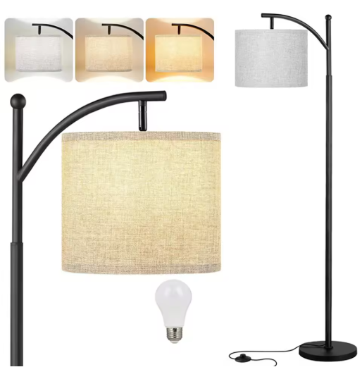 Moderne Vloerlamp met Verstelbare Linnen Kap – 3 Kleurtemperaturen LED