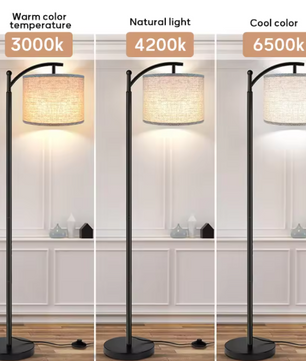 Moderne Vloerlamp met Verstelbare Linnen Kap – 3 Kleurtemperaturen LED