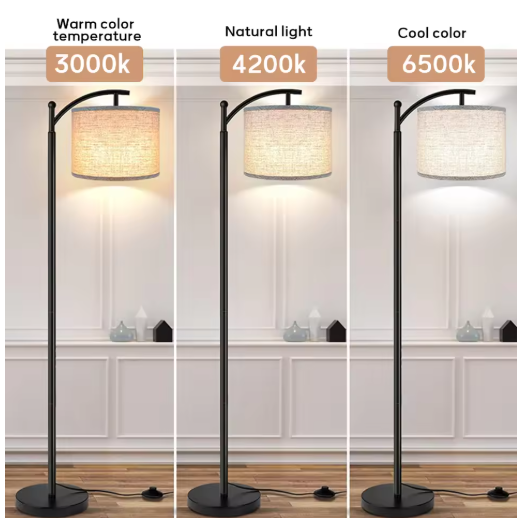 Moderne Vloerlamp met Verstelbare Linnen Kap – 3 Kleurtemperaturen LED