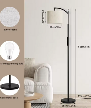 Moderne Vloerlamp met Verstelbare Linnen Kap – 3 Kleurtemperaturen LED
