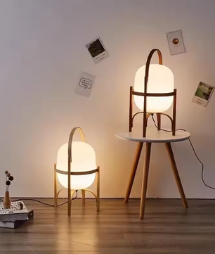 Art Deco Houten Vloerlamp – Moderne Staande Lamp voor Woonkamer & Slaapkamer
