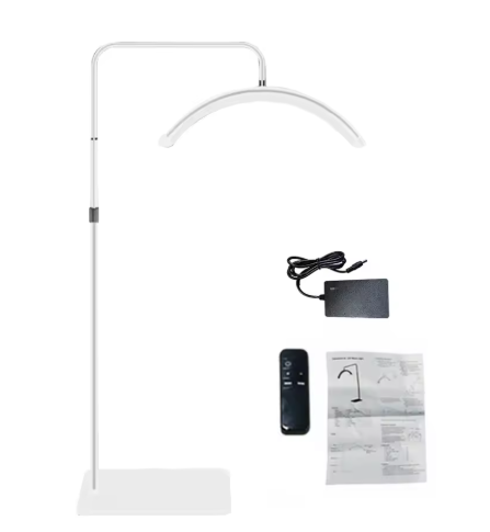 Halvemaanvormige LED Vloerlamp – Dimbaar Vullicht met Statief & Telefoonhouder