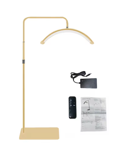 Halvemaanvormige LED Vloerlamp – Dimbaar Vullicht met Statief & Telefoonhouder