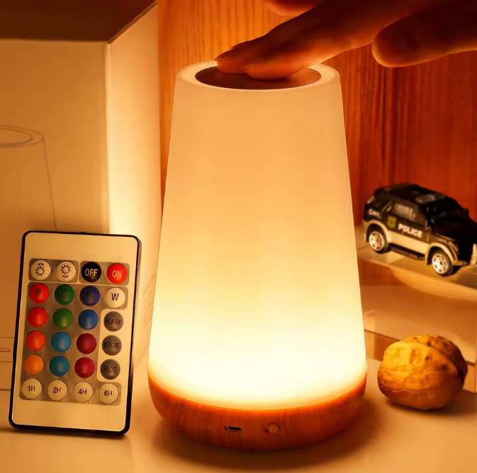 RGB Tafellamp – Dimbaar Nachtlampje met Touch & Afstandsbediening, USB Oplaadbaar