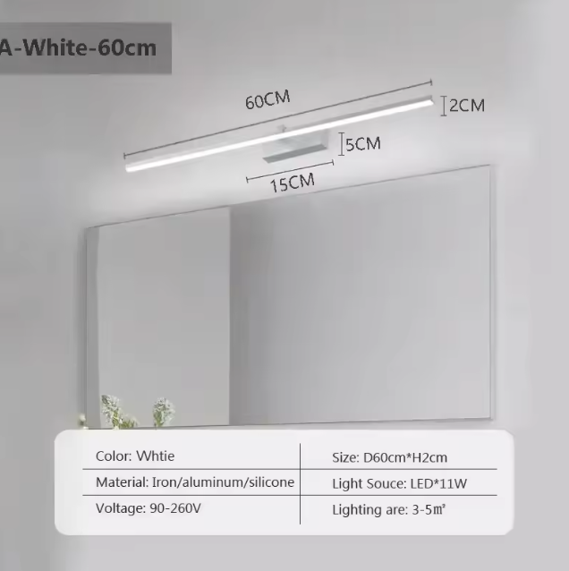 Moderne LED Wandlamp – Spiegel & Decor Verlichting, 40-100 cm