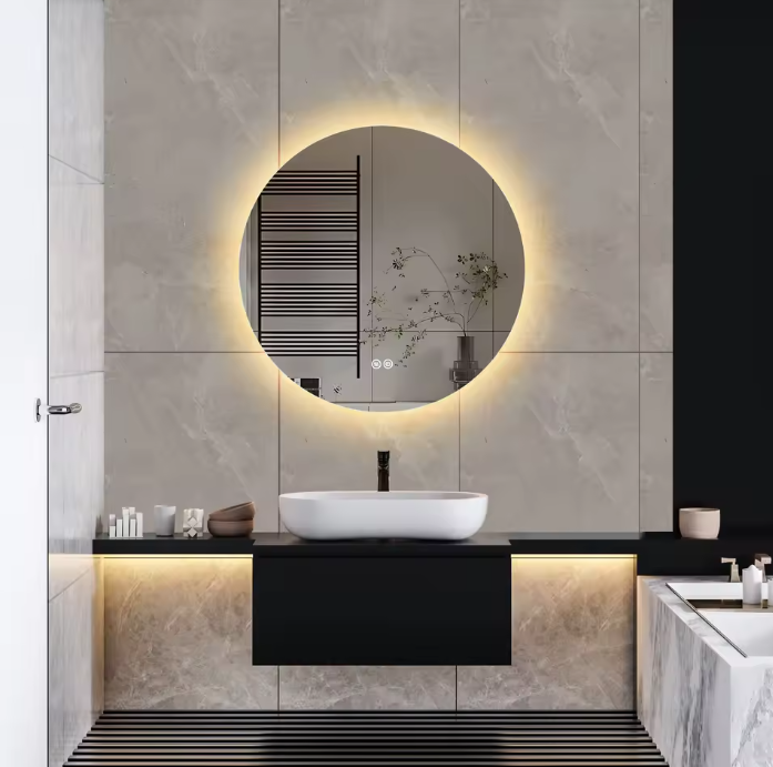 Ronde LED Badkamerspiegel – 60×60 cm, Dimbaar & Anticondens
