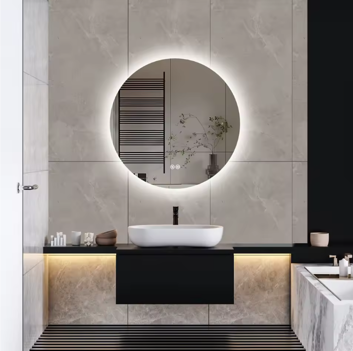 Ronde LED Badkamerspiegel – 60×60 cm, Dimbaar & Anticondens
