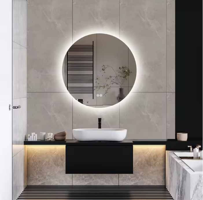 Ronde LED Badkamerspiegel – 60×60 cm, Dimbaar & Anticondens