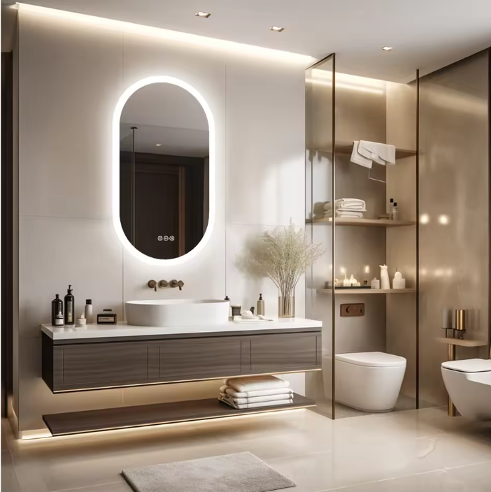 Ovale LED Badkamerspiegel – Touchscreen, Anticondens & Backlight