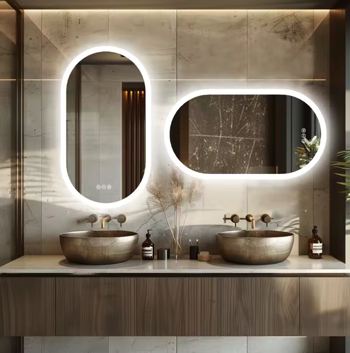 Ovale LED Badkamerspiegel – Touchscreen, Anticondens & Backlight