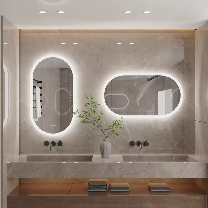 Ovale LED Badkamerspiegel – Touchscreen, Anticondens & Backlight