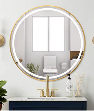 Ronde LED Badkamerspiegel – Zwart/Goud Frame, Anticondens & Dimbaar