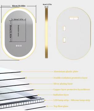 Ovale LED Badkamerspiegel – Gouden Frame, Anticondens & Dimbaar