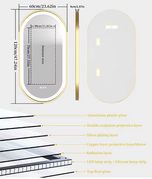 Ovale LED Badkamerspiegel – Gouden Frame, Anticondens & Dimbaar
