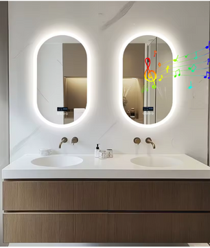 Ovale LED Badkamerspiegel – Bluetooth, Digitaal Display & Anticondens