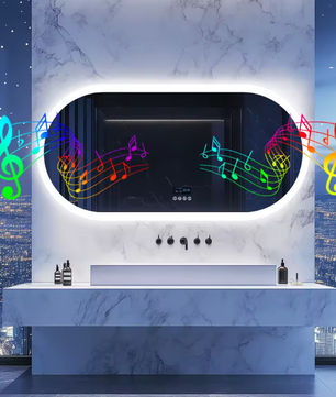 Ovale LED Badkamerspiegel – Bluetooth, Digitaal Display & Anticondens