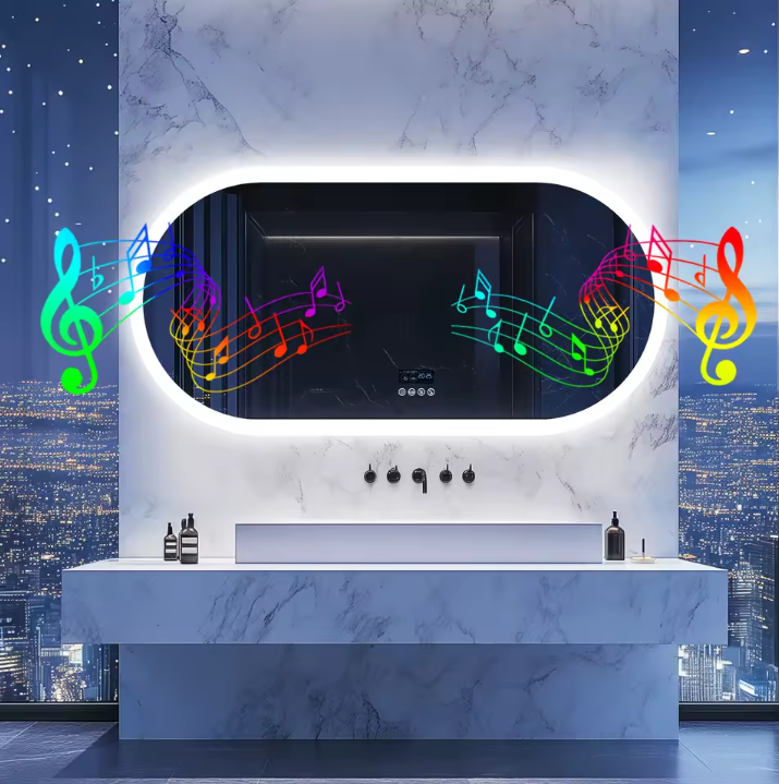 Ovale LED Badkamerspiegel – Bluetooth, Digitaal Display & Anticondens