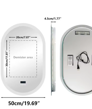 Ovale LED Badkamerspiegel – Bluetooth, Digitaal Display & Anticondens