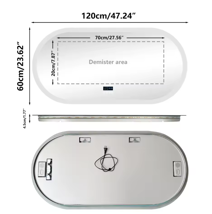 Ovale LED Badkamerspiegel – Bluetooth, Digitaal Display & Anticondens