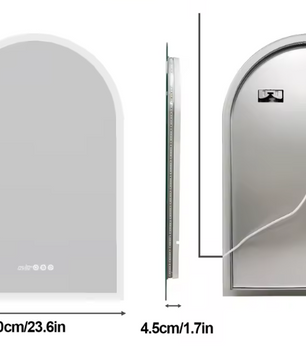 Slimme LED Badkamerspiegel – Gebogen Design, Dimbaar & Anticondens