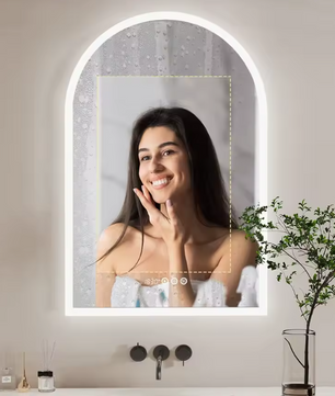 Slimme LED Badkamerspiegel – Gebogen Design, Dimbaar & Anticondens