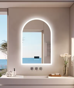 Slimme Gebogen LED Badkamerspiegel – Bluetooth, Tijd & Anticondens, 60x90 cm
