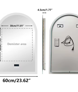 Slimme Gebogen LED Badkamerspiegel – Bluetooth, Tijd & Anticondens, 60x90 cm