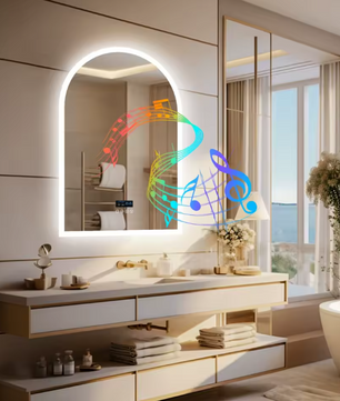Slimme Gebogen LED Badkamerspiegel – Bluetooth, Tijd & Anticondens, 60x90 cm