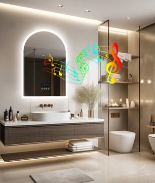 Slimme Gebogen LED Badkamerspiegel – Bluetooth, Tijd & Anticondens, 60x90 cm