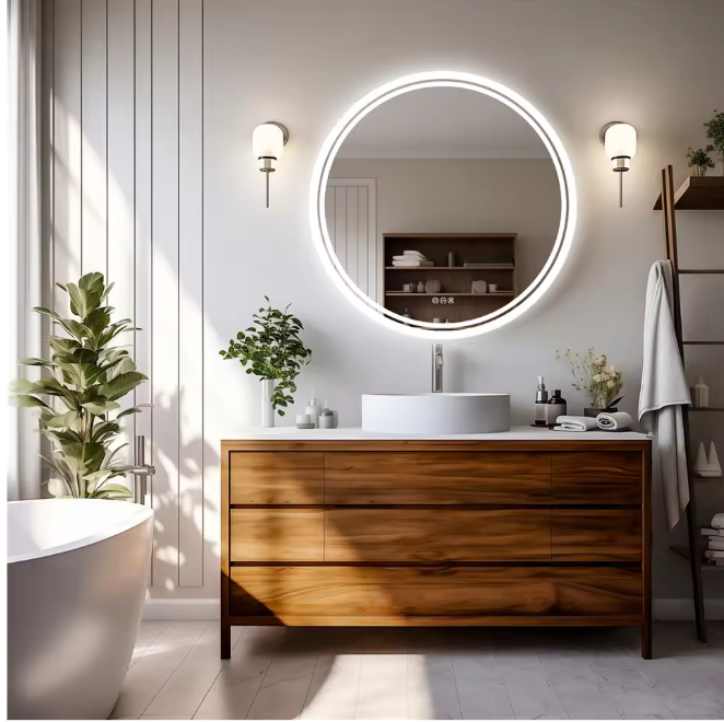 Ronde LED Badkamerspiegel – Touchscreen, Dimbaar & Anticondens