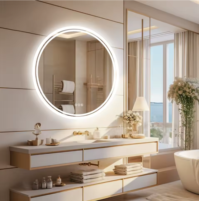 Ronde LED Badkamerspiegel – Touchscreen, Dimbaar & Anticondens