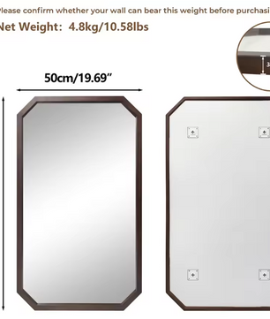 Moderne Asymmetrische Wandspiegel – Zwart Walnoothouten Frame, Stijlvol & Decoratief