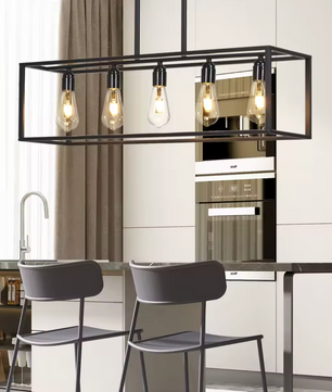 Industriële 5-lichts Plafondlamp E27 – Vintage Zwart Design van Ijzer