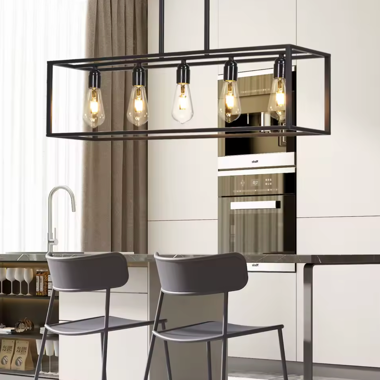 Industriële 5-lichts Plafondlamp E27 – Vintage Zwart Design van Ijzer