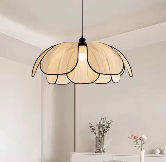 Vintage Lotus Hanglamp E27 – Handgeweven Kroonluchter + Ijzeren Frame