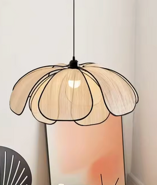 Vintage Lotus Hanglamp E27 – Handgeweven Kroonluchter + Ijzeren Frame