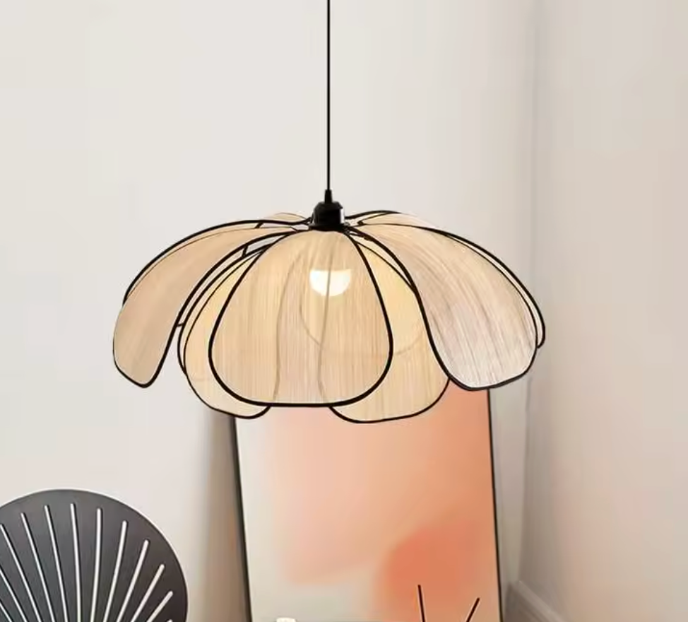 Vintage Lotus Hanglamp E27 – Handgeweven Kroonluchter + Ijzeren Frame
