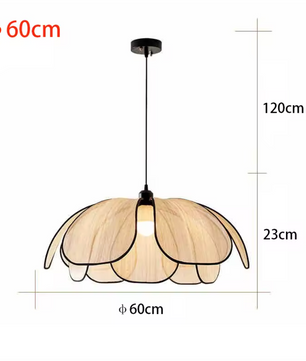 Vintage Lotus Hanglamp E27 – Handgeweven Kroonluchter + Ijzeren Frame
