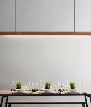 Houten LED Hanglamp – Lineair Grenen of walnoot hout – 80cm / 120cm / 150cm / 180cm