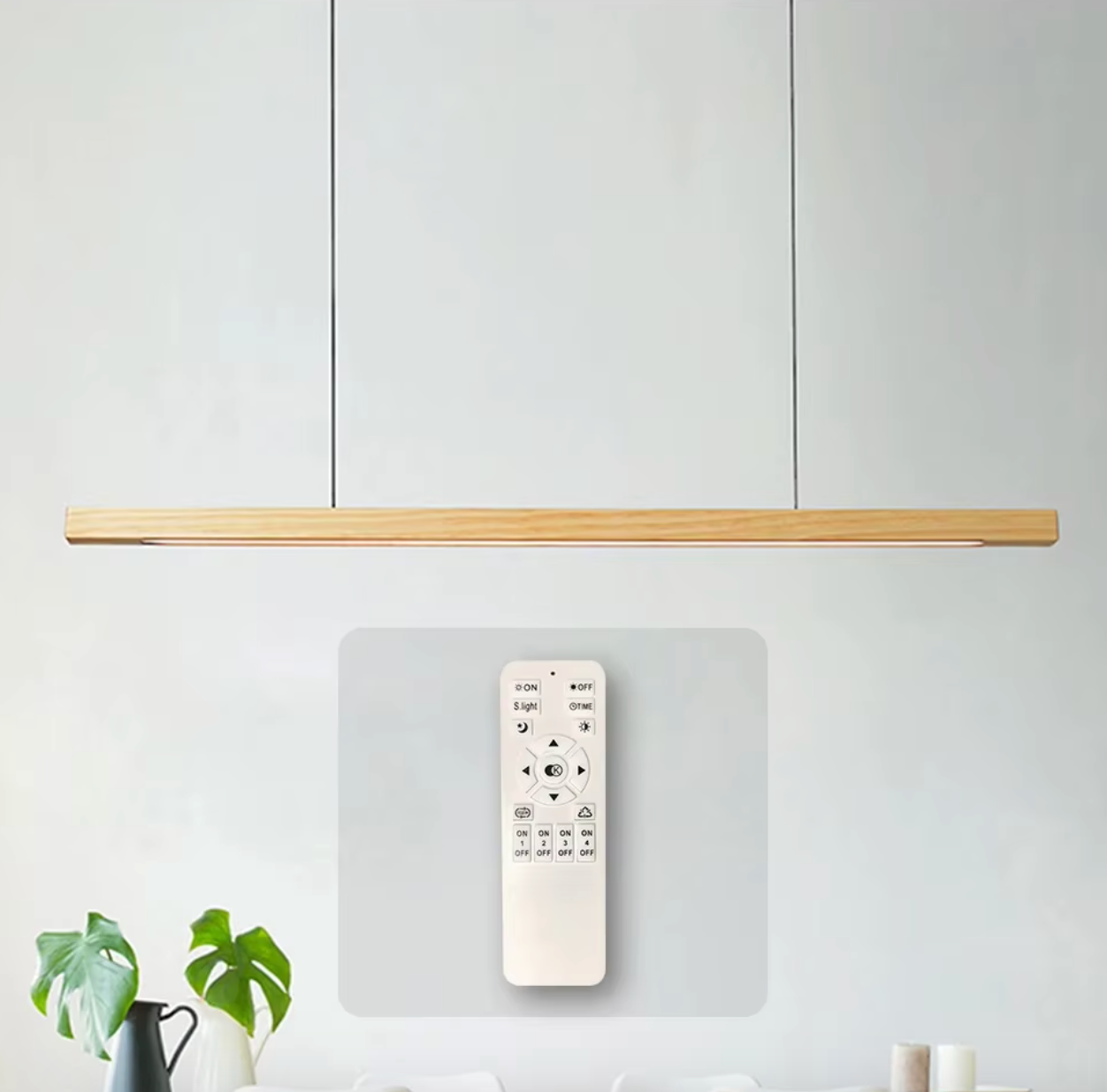 Houten LED Hanglamp – Lineair Grenen of walnoot hout – 80cm / 120cm / 150cm / 180cm