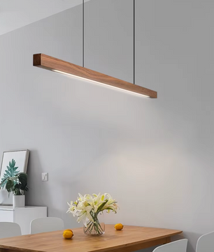 Houten LED Hanglamp – Lineair Grenen of walnoot hout – 80cm / 120cm / 150cm / 180cm