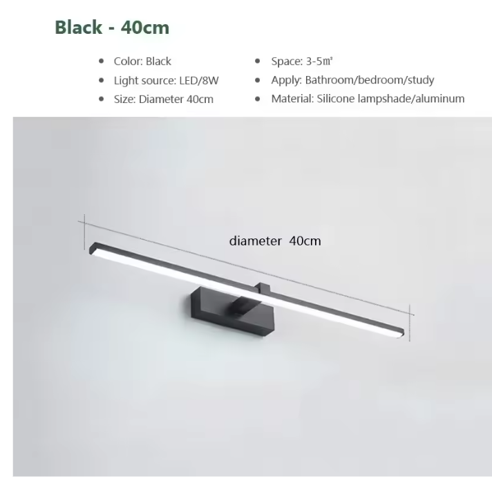 Moderne LED Wandlamp voor Badkamerspiegel – Dimbaar & 3 Lichtkleuren