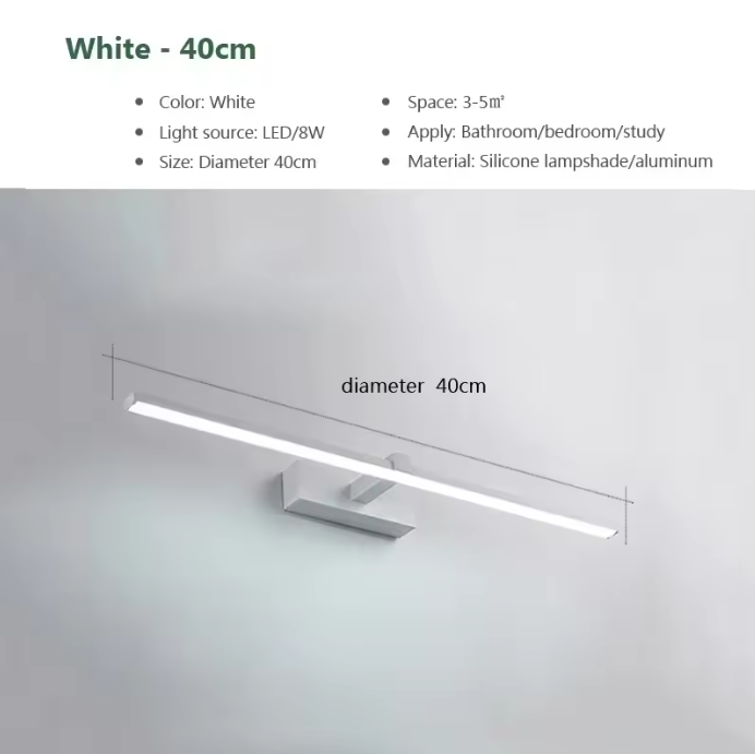 Moderne LED Wandlamp voor Badkamerspiegel – Dimbaar & 3 Lichtkleuren